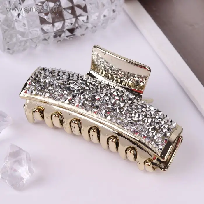 Крабик для волос &laquo;Айсберг&raquo;, 8 см, золото