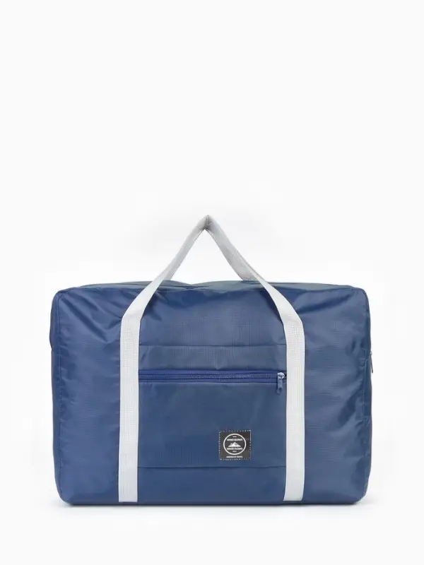 Сумка дорожная на молнии, наружный карман, держатель для чемодана, синяя