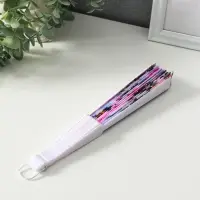 Веер пластик, текстиль "Бабочки и цветы на леопарде" МИКС 23 см