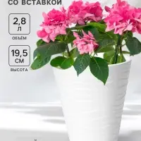 Кашпо для цветов со вставкой &laquo;Валенсия&raquo;, 2.8 л, пластик, белое