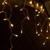 Гирлянда &laquo;Бахрома&raquo;, 3&times;0.6 м, уличная, IP44, 114 LED, 8 режимов, солнечная батарея, прозрачная нить, свечение тёплое белое
