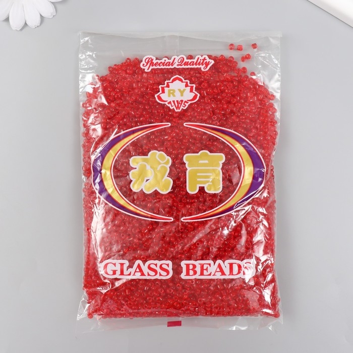 Бисер стекло 6/0  Бисер стекло 6/0 "Алый" прозрачный 450 гр