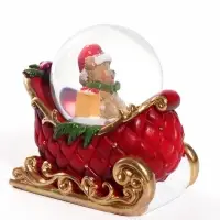 Снежный шар &laquo;Бурый мишка в новогодних санях&raquo;, d=6.5 см, 10&times;6.5&times;10 см