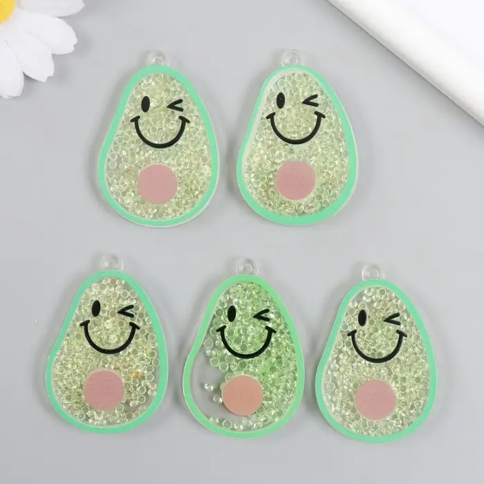 Шейкер для творчества акрил "Авокадо с рожицей" с бисером 0,5х3,7х5,5 см