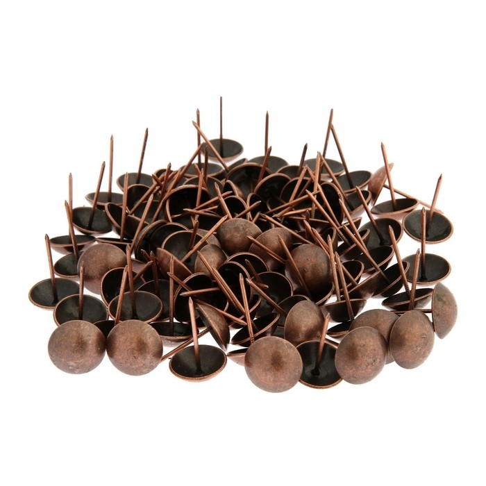Гвозди ТУНДРА, декоративные, обивочные, 25х39 мм, медь, 100 шт Гвозди ТУНДРА, декоративные, обивочные, 25х39 мм, медь, 100 шт