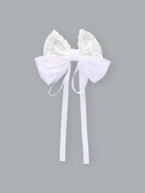 Бант для волос на заколке с лентами &laquo;Цветы&raquo;, белый, Принцессы