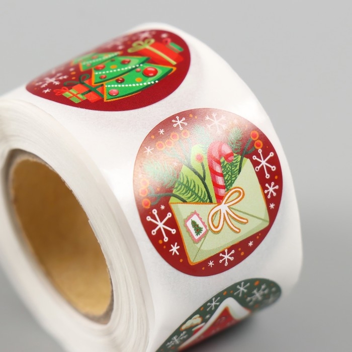 Наклейка бумага Наклейка бумага "Новый год" d=2,5 см 252 шт в рулоне