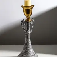 Металлический подсвечник на 1 свечу &laquo;Лучиано&raquo;, серый с золотом, 16&times;16&times;42 см