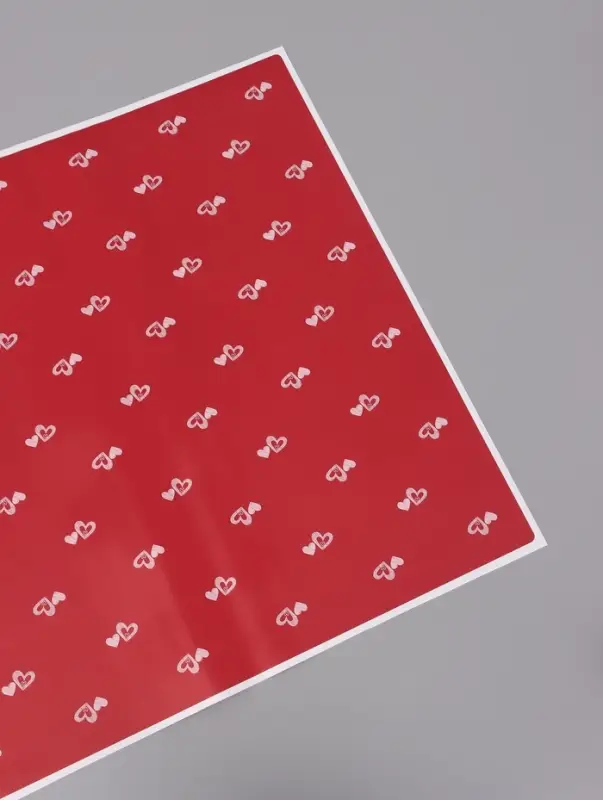 Пленка флористическая для цветов, &laquo;Двойные сердца&raquo;, красная, 57&times;57 см