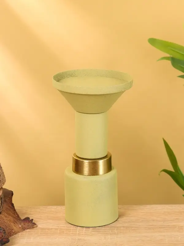 Подсвечник на 1 свечу текстурный «Оливковый», 10.5×10.5×19.5 см