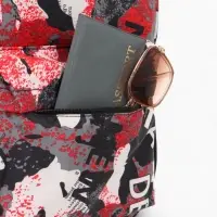 Рюкзак школьный на молнии, с карманами, с принтом, размер 30&times;13&times;42 см, красный/серый