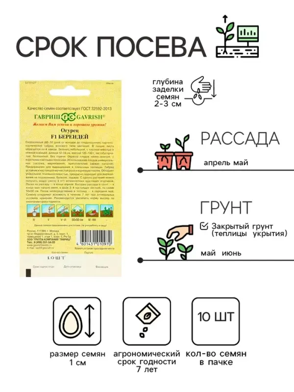Семена огурца Семена огурца "Берендей", F1, 10 шт.