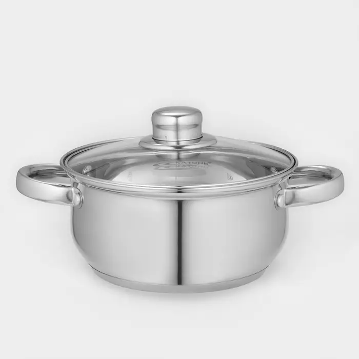 Кастрюля Катунь «Гретта», 2.2 л, d=18 см, с крышкой, капсульное дно, индукция, нержавеющая сталь, AISI - 201, хромированная Кастрюля Катунь «Гретта», 2.2 л, d=18 см, с крышкой, капсульное дно, индукция, нержавеющая сталь, AISI - 201, хромированная