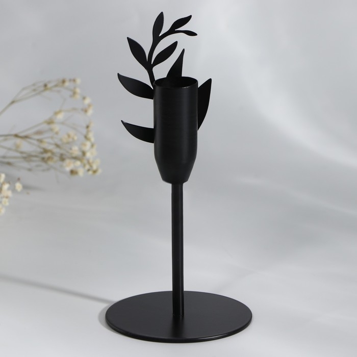 Подсвечник «Листики», черный, 7,4 х 15,3 см Подсвечник «Листики», черный, 7,4 х 15,3 см