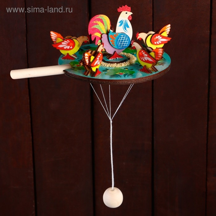 Сувенир Сувенир "Курицы клюющие с петухом", d=16 см, микс