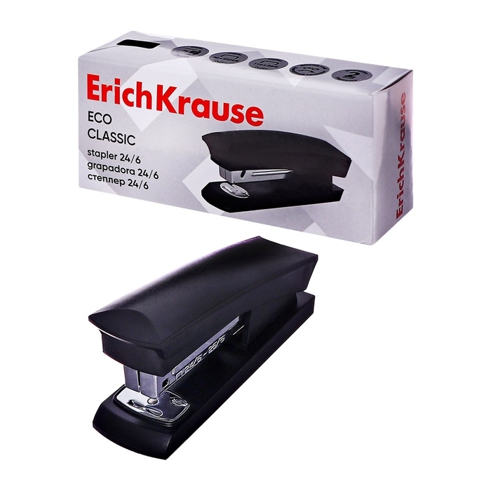 Степлер ErichKrause ECO, № 24/6 и 26/6, до 30 листов, чёрный