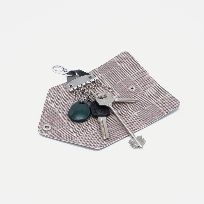 Ключница на кнопке, длина 13,5 см,7 карабинов, цвет чёрный Ключница на кнопке, длина 13,5 см,7 карабинов, цвет чёрный