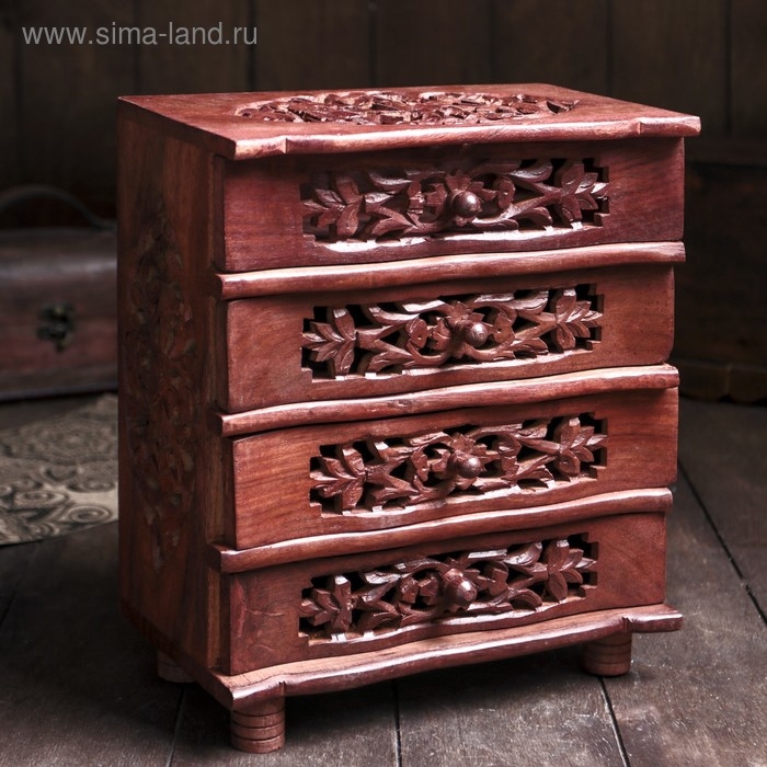 Шкатулка-комод дерево  Шкатулка-комод дерево "Резная" 23,5х13х29 см