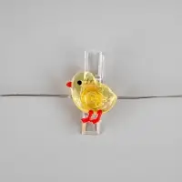 Гирлянда &laquo;Нить&raquo; 2 м, роса с насадками &laquo;Прищепки-цыплёнок&raquo;, IP20, серебристая нить, 20 LED, от батареек АА&times;2, свечение тёплое белое