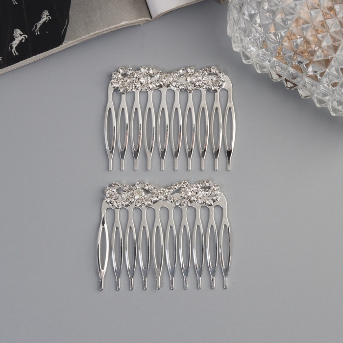 Гребень для волос Гребень для волос "Медея" (набор 2 шт) бант, 5х4 см, серебро