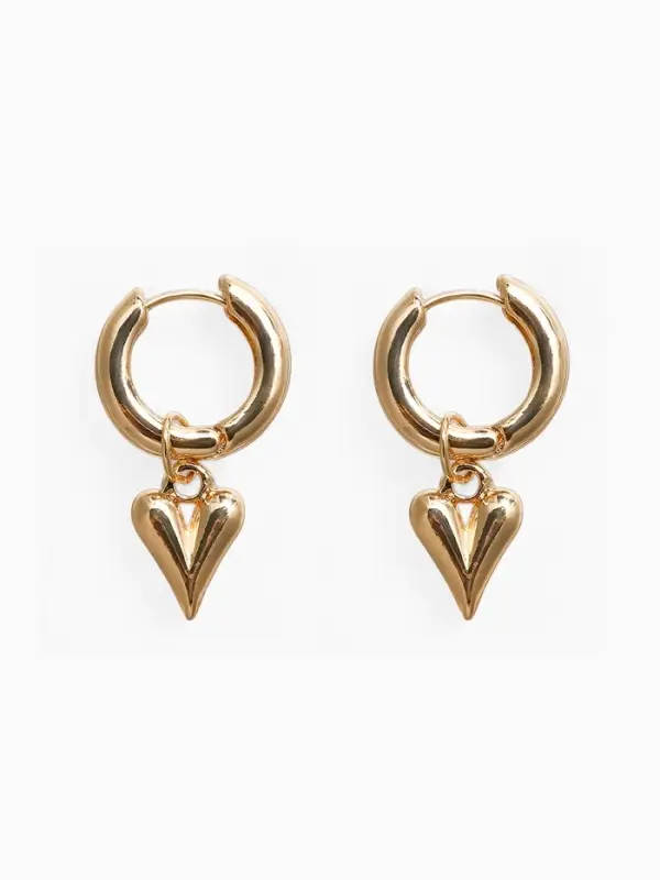 Серьги-трансформеры &laquo;Сердце&raquo;, под гематит, цвет золото