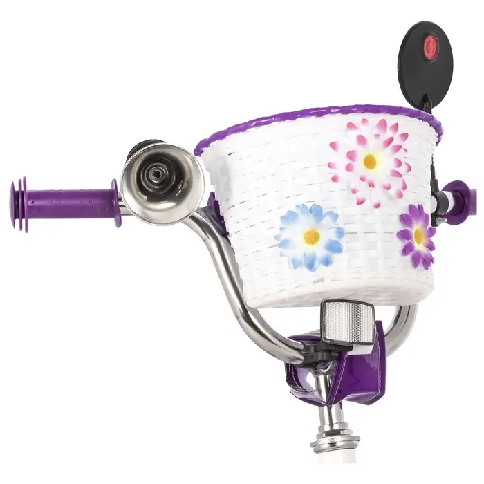 Велосипед детский Novatrack BUTTERFLY, диаметр колёс 16", со съёмными колёсами, с корзиной, белый, фиолетовый