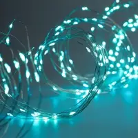 Гирлянда &laquo;Занавес&raquo; 2.8&times;3 м, роса на крючках, с пультом, IP20, серебристая нить, 300 LED, свечение аквамарин, 8 режимов, USB