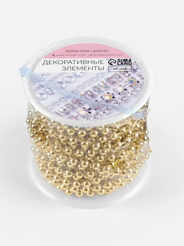 Бусы на нитях, 4 мм, 9&plusmn;1 м, цвет золотой