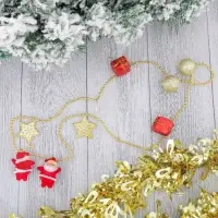 Бусы на ёлку &laquo;Звёзды, шарики, подарки&raquo;, 90 см, красно - золотистые