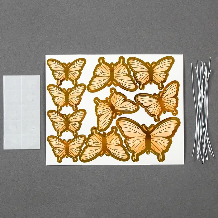 Топпер для торта «Бабочки», 10 шт., золотистый Топпер для торта «Бабочки», 10 шт., золотистый