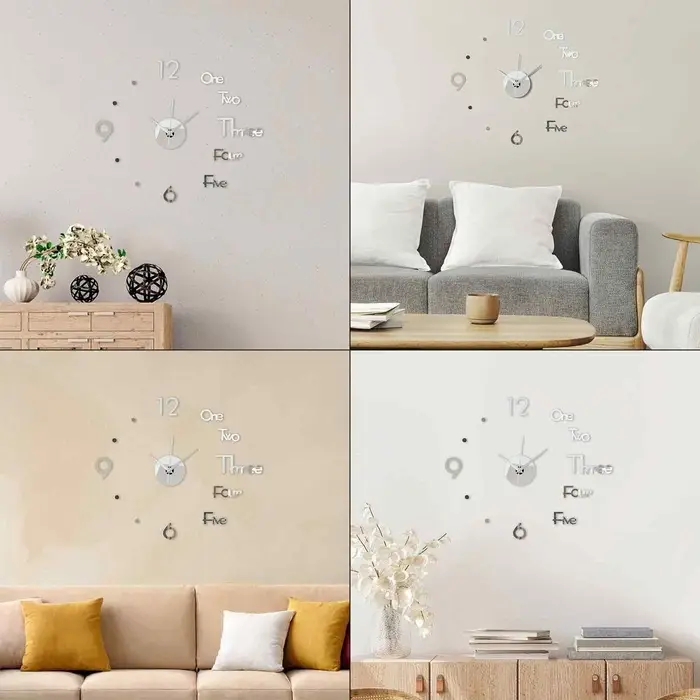 Часы настенные интерьерные &laquo;Биенн&raquo;, 3D, наклейка, бесшумные, плавный ход, d=45 см