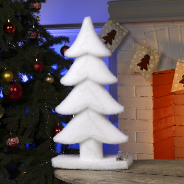 Светодиодная фигура «Ёлочка» 27 × 52 × 11 см, флок, батарейки ААх2 (не в комплекте), свечение тёплое белое Светодиодная фигура «Ёлочка» 27 × 52 × 11 см, флок, батарейки ААх2 (не в комплекте), свечение тёплое белое