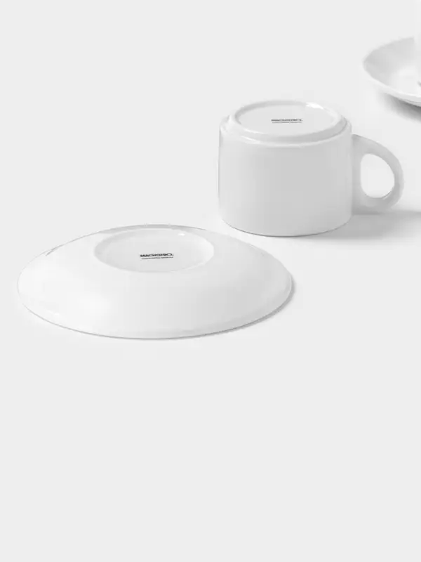 Чайный сервиз Magistro Basic bistro, 2 персоны, 4 предмета: 2 чашки 200 мл, 2 блюдца d=15 см, фарфор, белый