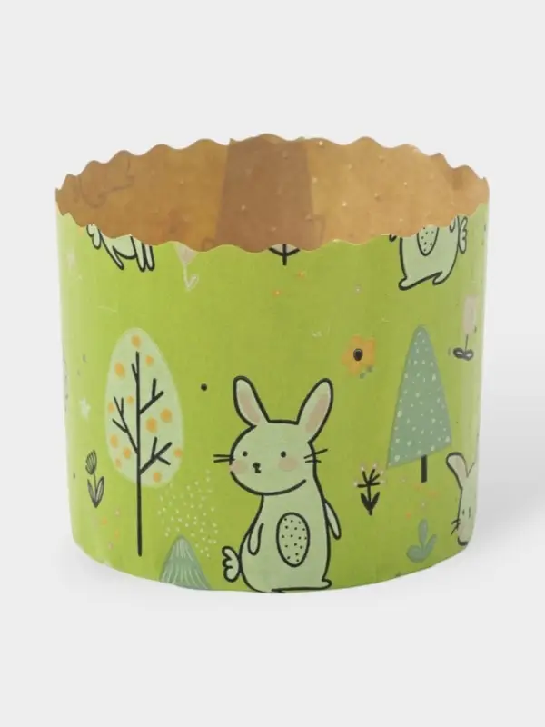 Формы для выпечки кулича бумажные &laquo;Зайки в лесу&raquo;, одноразовые, набор 10 шт., 7&times;6 см, бежевые