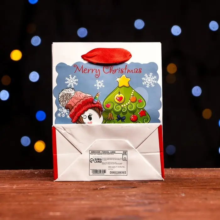 Пакет ламинированный «Новогодний единорог» 11.5×14.5×6 см