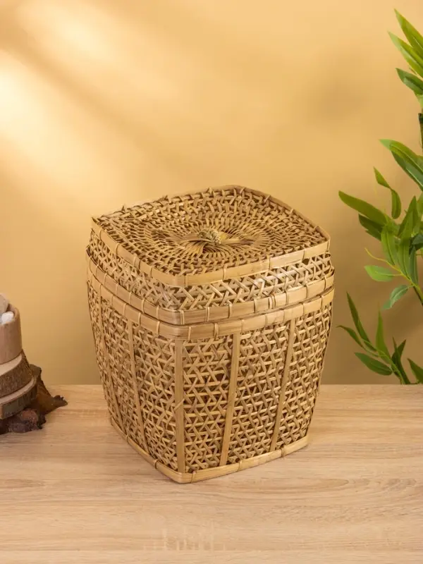 Корзина плетёная  Корзина плетёная "Баскет" бамбук 27х27х37 см, светлая