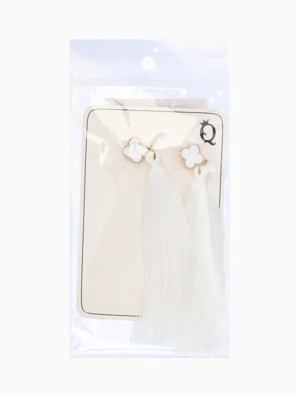 Серьги &laquo;Кисти&raquo;, белые в золоте, L кисти 8.7 см