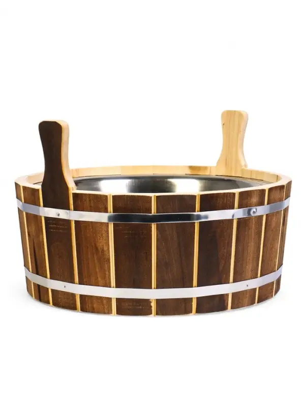 Шайка - таз для бани и сауны &laquo;Добрыня&raquo;, 15 л, деревянная, нержавеющая вставка