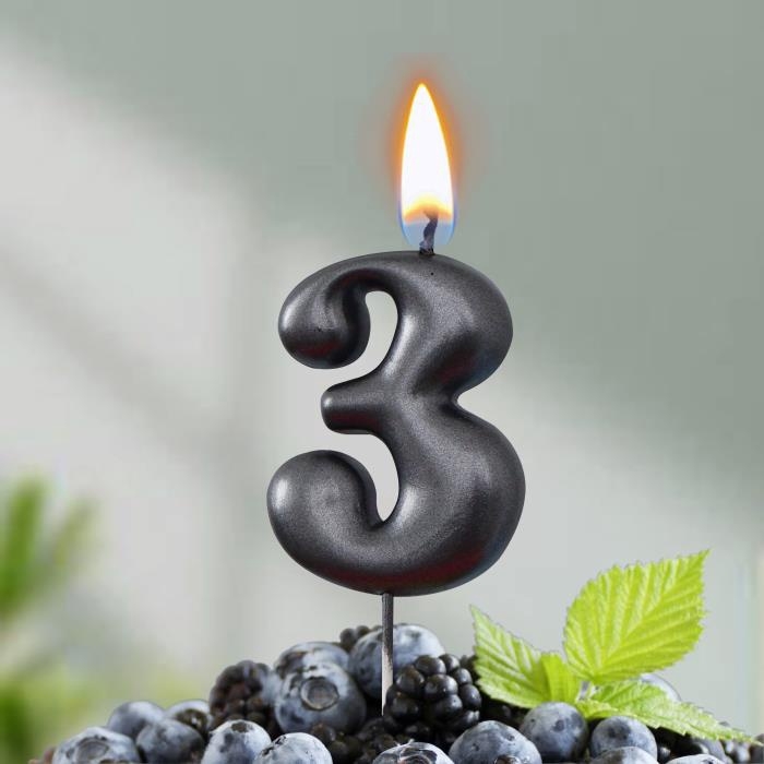Свеча в торт Свеча в торт "Мокрый асфальт", цифра 3