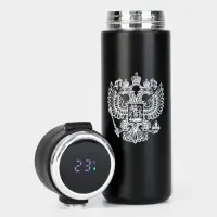 Термос, 420 мл, Simple &laquo;Герб&raquo;, сохраняет тепло 8 ч, с термометром