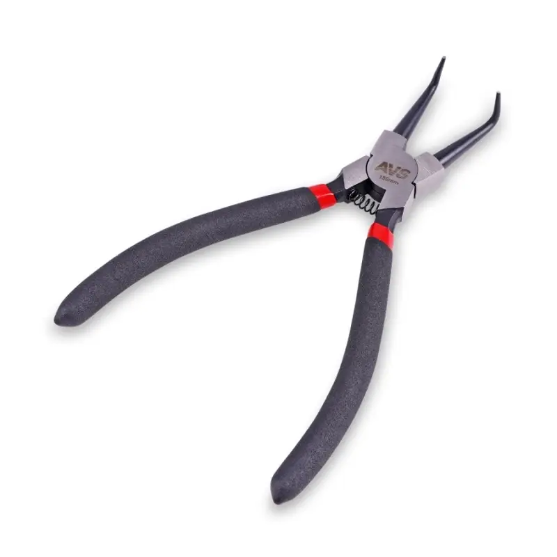 Щипцы для стопорных колец "загнутый сжим" 180 мм AVS CP180-CC