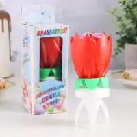 Свеча для торта музыкальная &laquo;Тюльпан&raquo;, крутящаяся, красная, 14.5&times;6 см