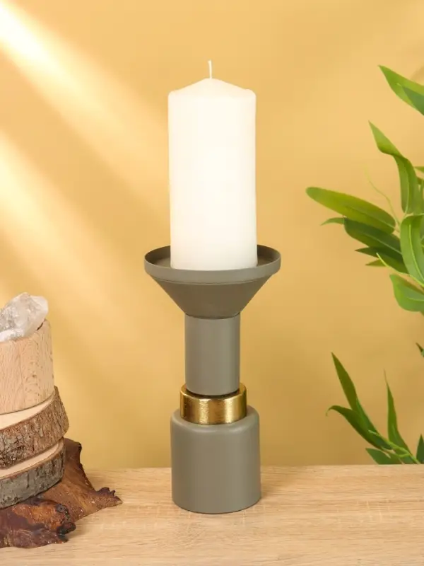 Подсвечник на 1 свечу текстурный «Графитовый», 10.5×10.5×19.5 см