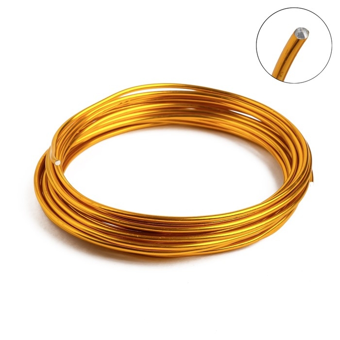 Проволока для плетения d=2,5 мм, намотка 5 м, цвет золотой Проволока для плетения d=2,5 мм, намотка 5 м, цвет золотой