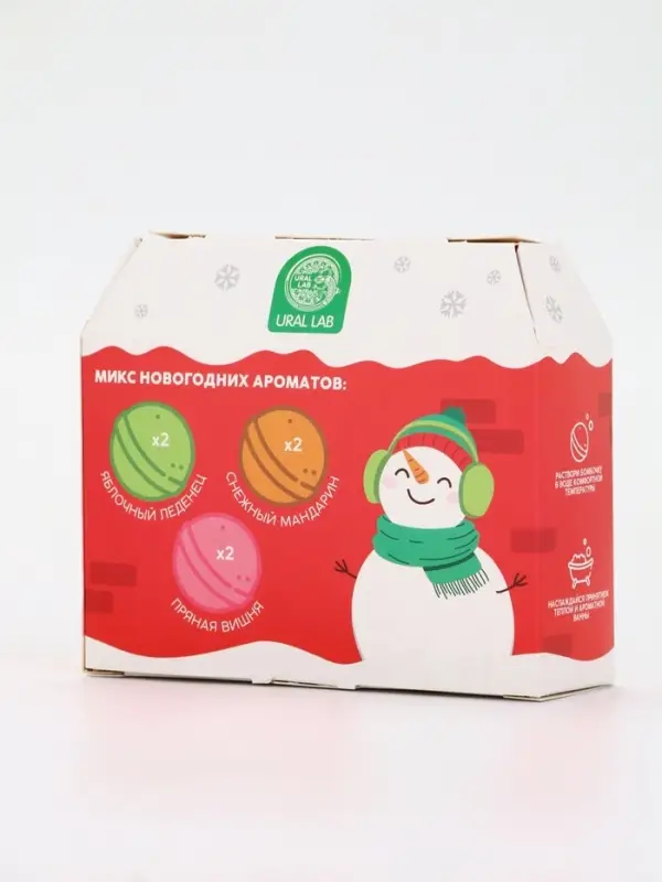 Бомбочки для ванны в домике «Снеговик», набор 6 шт х 40 г, URAL LAB Бомбочки для ванны в домике «Снеговик», набор 6 шт х 40 г, URAL LAB