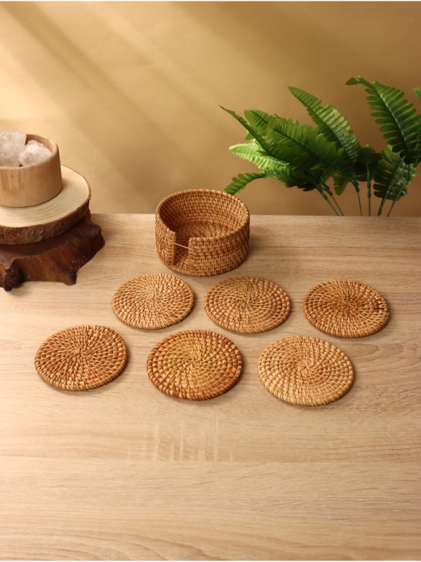 Подставка под горячее 10 см, ротанг (набор 6 шт) Подставка под горячее 10 см, ротанг (набор 6 шт)