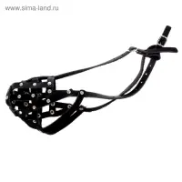 Намордник кожаный №2, сетчатый, с перемычкой, доберман, длина по носу 9.5 см, обхват морды 28 см