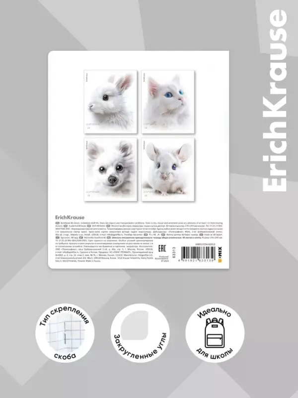 Тетрадь 48 листов в клетку ErichKrause Whiteout, 60 г/м&sup2;, обложка мелованный картон, МИКС