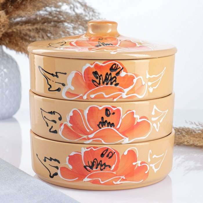 Набор для холодца  Набор для холодца "Подарочный" 3х0,75л, мак бежжевый