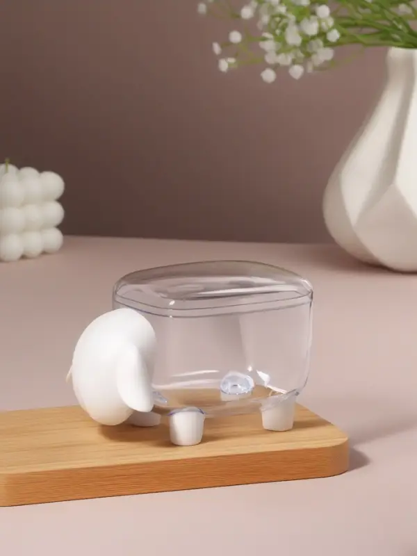 Органайзер для ватных палочек и дисков &laquo;Барашек&raquo;, с крышкой, 12&times;7.5&times;8.5 см, прозрачный, белый